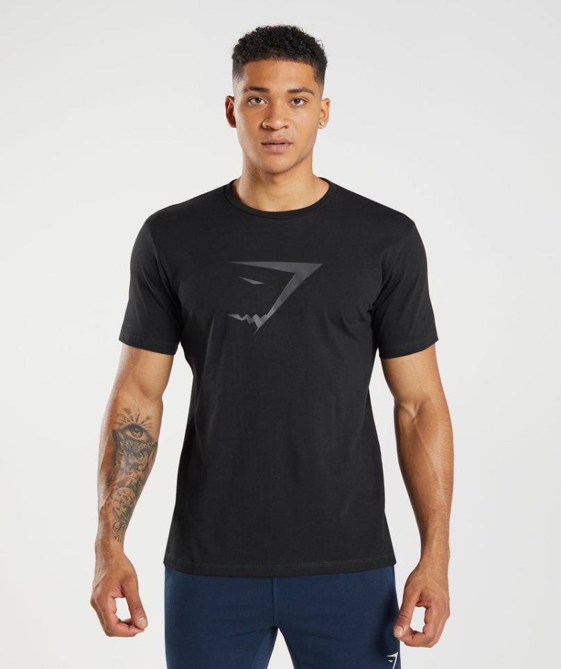 Koszulki Gymshark Sharkhead Infill Męskie Czarne | PL 049BAO